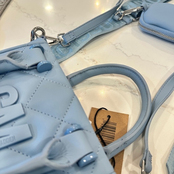 Steve Madden Sky Blue Quilted Satchel NEW - Picture 6 of 14